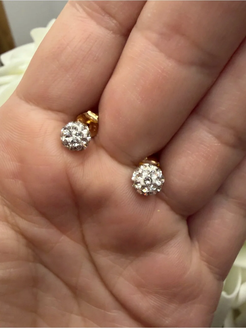 Crystal Cluster Stud Earrings - Silver Tone